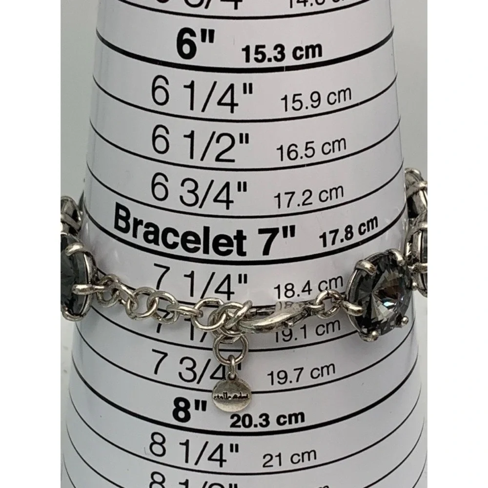 Stella & Dot Somervale Silver and Sparkling Smokey Glass Gray Crystal Bracelet - Picture 4 of 5